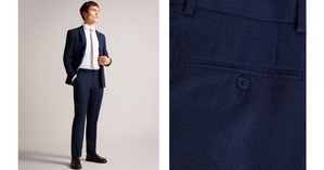 Pantalon Ted Baker Slim Fit Blue Textured Suit Bleu Homme | OQT-12390701